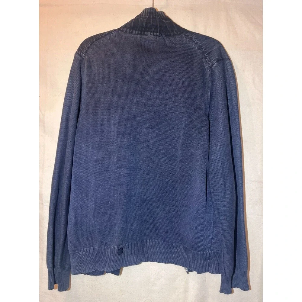 Calvin Klein Jeans Men's SZ L Blue Gray Zip Up Sweater Q22